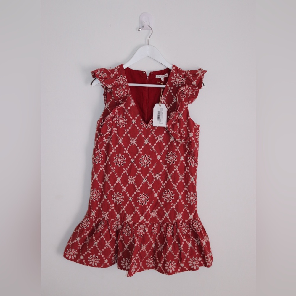 Free the Roses | Ruffle Sleeve Embroidered V Neck Dress Size S - Picture 3 of 9